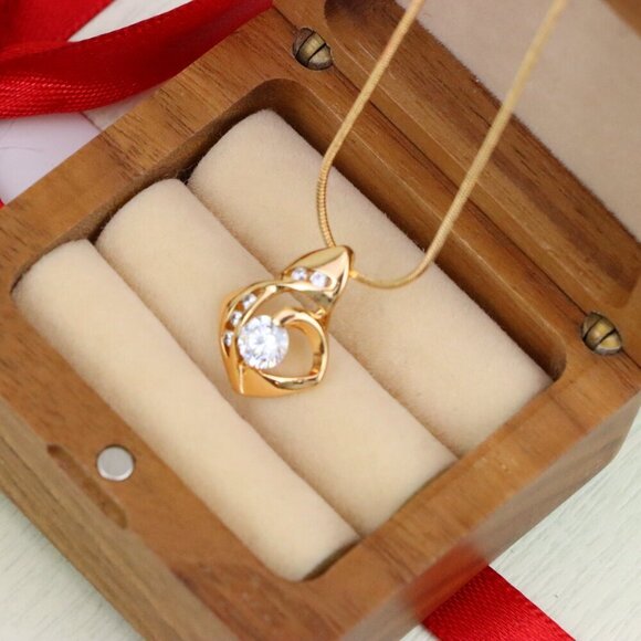 "Rose Gold Twist Pendant with Central Round Stone and Side Accents, XPPT1509 - Picture 10 of 13